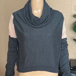 Cowl Neck Sweater in Gray and Pink - Size XS